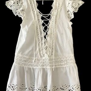 Free People women’s size XS ivory Esperanza eyelet mini dress